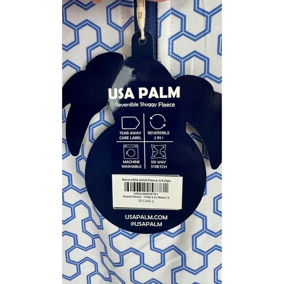 USA Palm Mens Reversible Shaggy Ocean Fleece Tribe 2.0 1/4 Zip Size Large NWT - Picture 7 of 9
